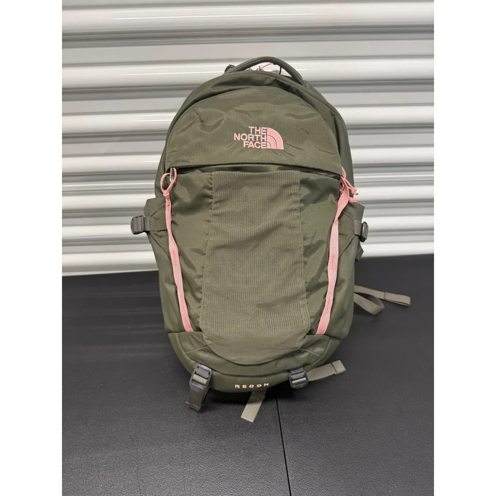 The North Face Recon Backpack Olive Green Pink FlexVent Laptop Bag